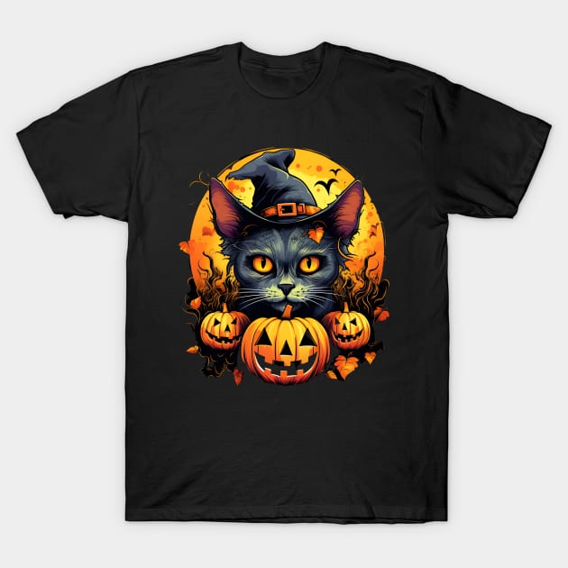Black Cat in a Hat T-Shirt by Mistywisp